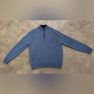 Brooks Brothers Quarter zip mens wool sweater. Blue color.